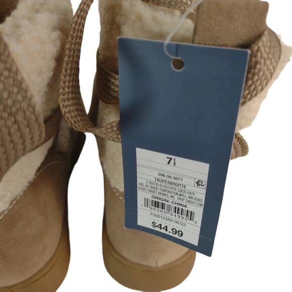 NWT Universal Thread Birgitte Women's 7.5 Lace-Up Platform Sherpa Boots Pull-On - Picture 7 of 9